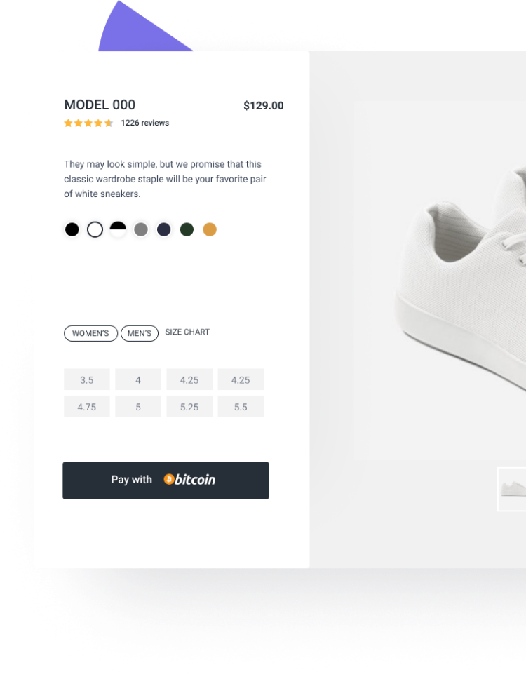 OpenNode payments button dashboard featured on an ecommerce website on mobile