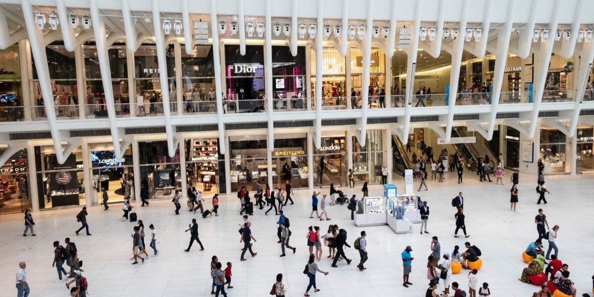 crowd of people in a shopping mall
