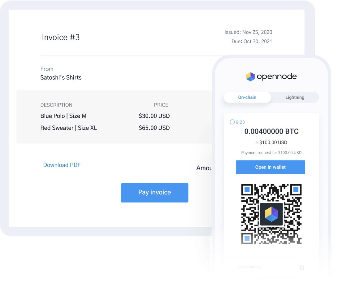 OpenNode billing invoice dashboard